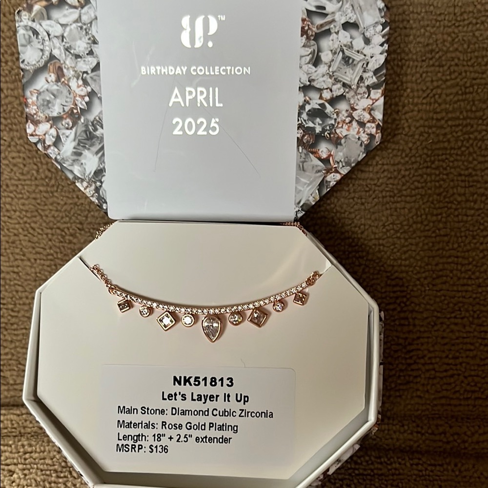 Bomb Party April Bday Rose Gold Necklace